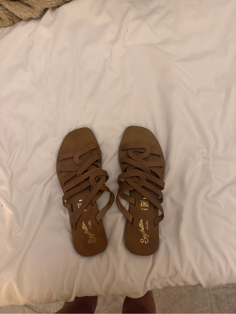 Sole Society Brown Braided Strap Slide Sandals